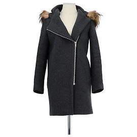 Sandro Gray fur down jacket Grey