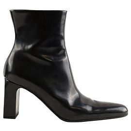 Balenciaga Schwarze Lacklederstiefel Schwarz