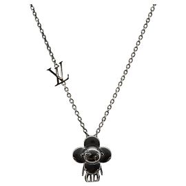 Louis Vuitton Pendentif Vivienne S00 Collier métal Noir M00831 LV Auth 140421 Noir