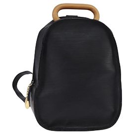 Mochila BALLY de couro preto e dourado Auth BA4807 Preto Dourado