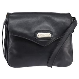 Céline Borsa a Spalla in Pelle Nera e Oro Auth BA5600 Nero D'oro