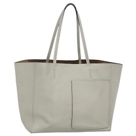 Sac fourre-tout Valextra en cuir gris clair Auth 141759 Gris