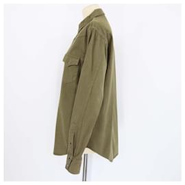 Saint Laurent-Saint Laurent Military Green Denim Long Sleeve Shirt-Other