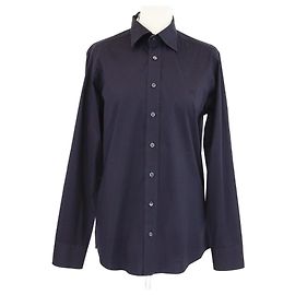 Burberry Brit Navy Blue Cotton Embroidered Logo Button Front Long Sleeve Shirt Navy blue