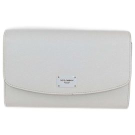 Carteira de couro branco Dolce & Gabbana com corrente Branco