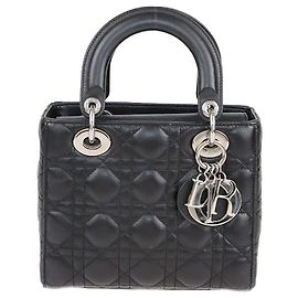 Borsa Lady Dior piccola in pelle Cannage nera Christian Dior Nero