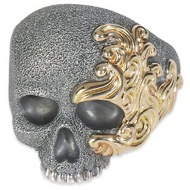 David Yurman Yellow Gold & Sterling Silver  Waves Skull Ring Other