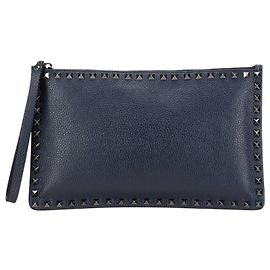 Borsa Clutch Valentino Rockstud Blu navy