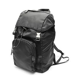 Mochila preta de couro Saffiano Prada Preto