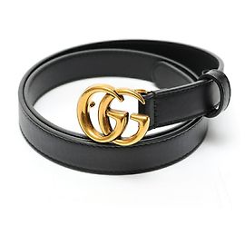 Gucci Double G Buckle Leather Belt Black