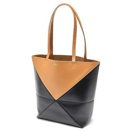 Borsa pieghevole Loewe Puzzle in nero e cammello Nero Cammello