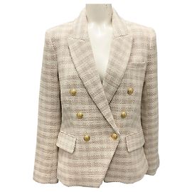 L'Agence Ecru / Gold Kenzie Double Breasted Blazer Cream