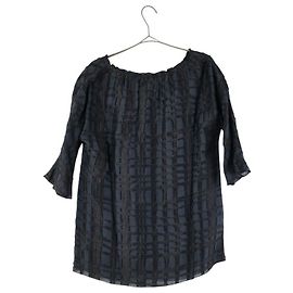 Top in lino e seta Bottega Veneta Nero Blu Blu navy