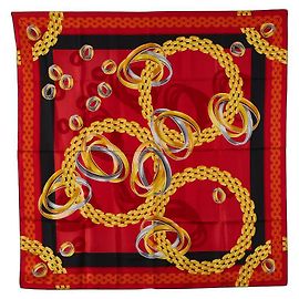 Anello Trinity Cartier Bracciale Panthère Sciarpa di Seta Rosso Multicolore