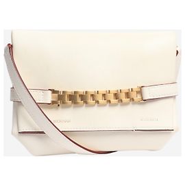 Victoria Beckham Bolsa de mão em couro branco com corrente Branco