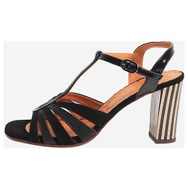 Chie Mihara Black suede and leather sandal heels - size EU 40 Black