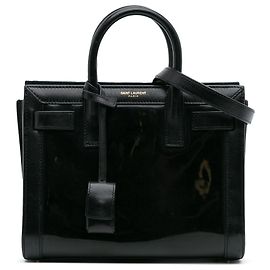 Borsa Satchel Nano in Vernice Nera di Saint Laurent Nero