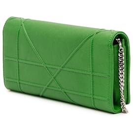 Dior-Dior Green Grained Calfskin Diorama Croisiere Wallet on Chain-Golden,Green