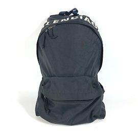 Balenciaga Two-Tone Wheel Logo Backpack Black