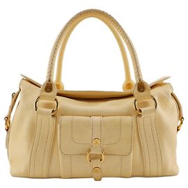 Céline Celine Triomphe Leather Tote Bag Eggshell