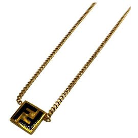 Collar Cadena Fendi Forever Plate FF Negro Dorado
