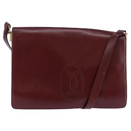 CARTIER Borsa a Spalla Must Line Pelle Bordeaux Oro Auth bs29536 D'oro Bordò