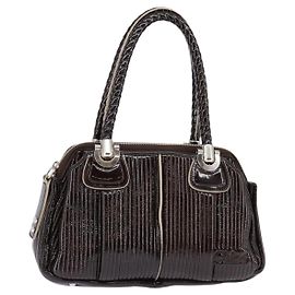 Chloé Sac à main Chloe Bay Émail Marron Argent Auth BA5682 Marron Argenté