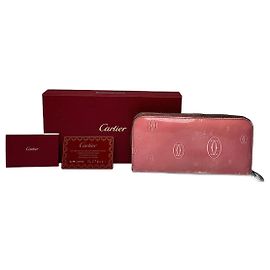Vintage Cartier Patent Leather Monogram Wallet Pink Pink
