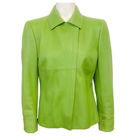 Akris Lime Green Leather Jacket Green