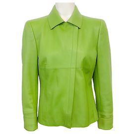 Limegrüne Lederjacke von Akris Grün