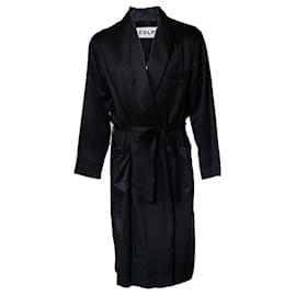 Autre Marque CDLP, Black silk long wrap robe Black
