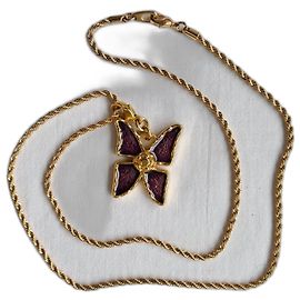Yves Saint Laurent Pendenti per Collane D'oro Porpora Gold hardware Viola scuro