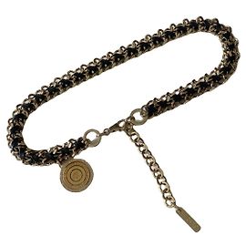 Cinto de corrente dourada Versace com couro preto e Medusa Preto