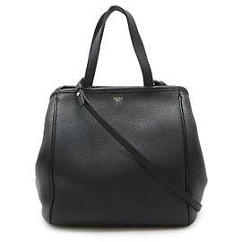 Céline Celine Small Folded Cabas Leather 2way Bag Black