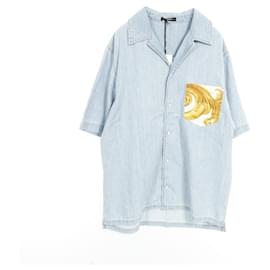 Versace Baumwolltop Weiß Blau Gelb