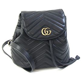 Mini mochila de cuero negro GG Marmont de Gucci Negro