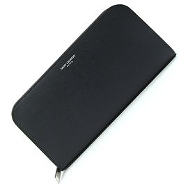 Saint Laurent Black Leather Long Wallet Black