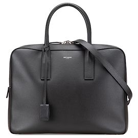 Saint Laurent Schwarze Medium Grain De Poudre Museum Aktentasche Schwarz