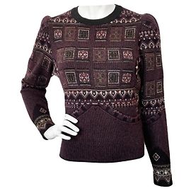 Pull jacquard à motif patchwork Etro violet foncé Noir Bordeaux