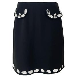 Saia preta Moschino Couture de lã e seda Preto