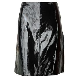 Gianni Versace Rock aus schwarzem Lackleder Schwarz