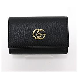 Gucci-Gucci Double G 6-Ring Key Case in Black-Black