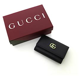 Gucci-Gucci Double G 6-Ring Key Case in Black-Black