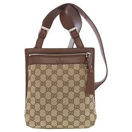 Borsa a Spalla Lunga GG in Tela 92562 per Donne Gucci Marrone