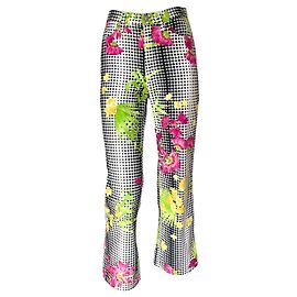 Versace Jeans Couture 7/8 Hose Weiß Tropische Blumen Baumwolle Weiß Mehrfarben