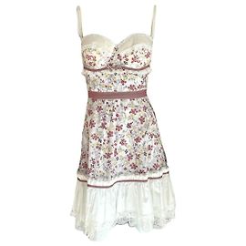 Robe Dolce & Gabbana en coton à fleurs rose et blanc Rose Blanc