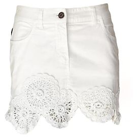 Minissaia Moschino Jeans branca de algodão com crochê Branco