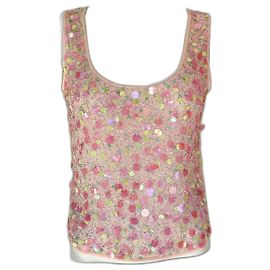 Top in rete rosa con paillettes e perline Escada Rosa