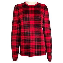 Hugo Boss Wolloverpullover mit Karomuster Schwarz Rot Schwarz Rot