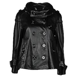 Burberry Black Lambskin Biker Jacket Oversized Black